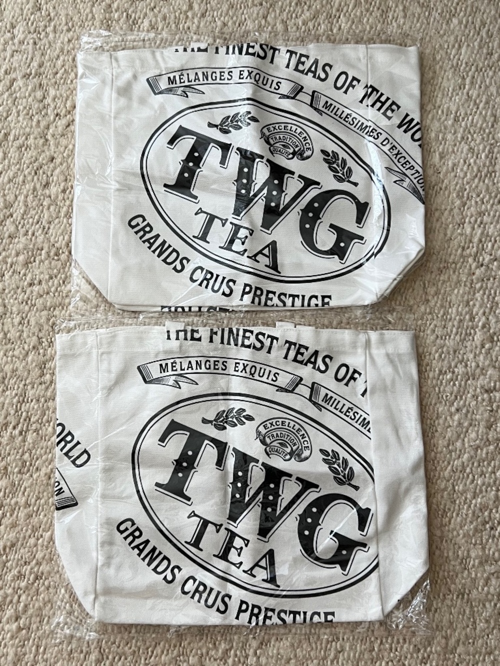 TWG Tea Tote Bag in White x2